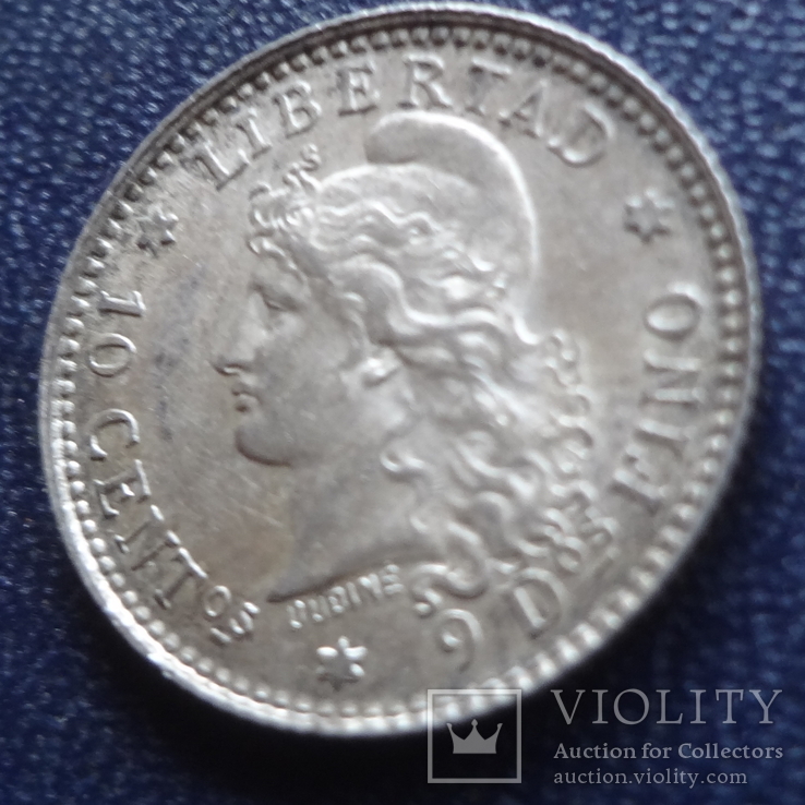 10 центаво 1882 Аргентина серебро (1.1.28), photo number 4