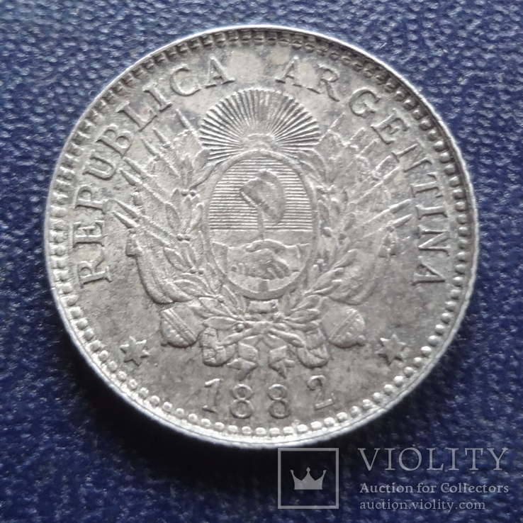10 центаво 1882 Аргентина серебро (1.1.28), photo number 5