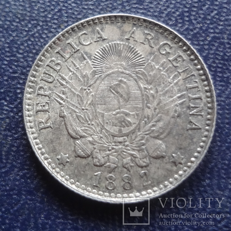10 центаво 1882 Аргентина серебро (1.1.28), photo number 7