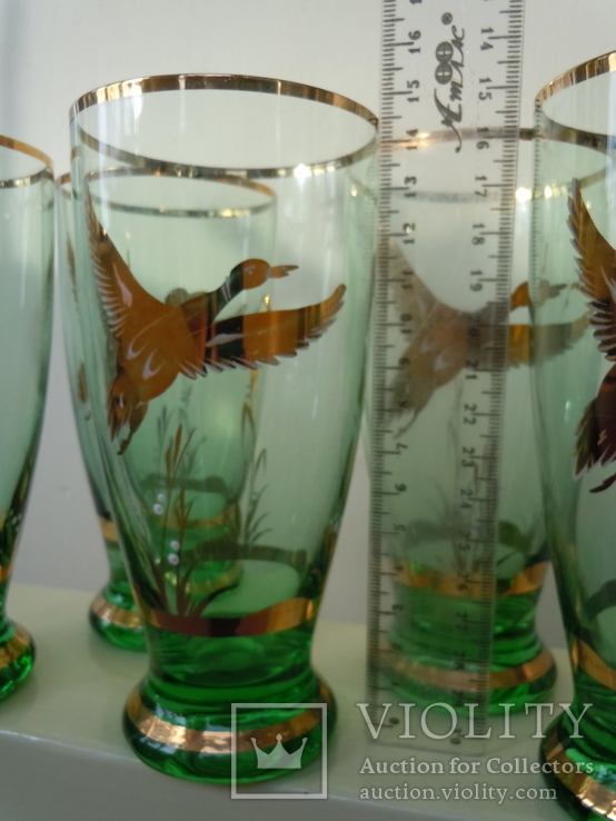 5 стаканов Охота на уток позолота цветное стекло, фото №9
