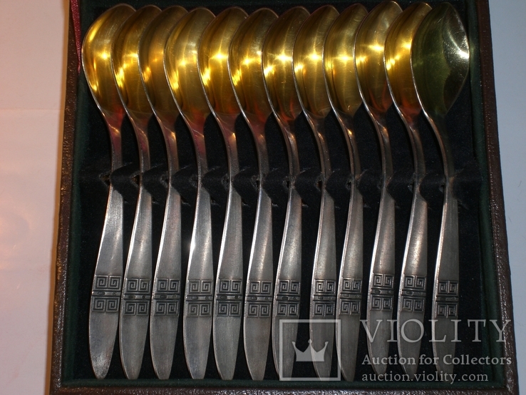 Набор серебряных чайных ложечек 12 шт. 300 г 875 пробы, фото №2