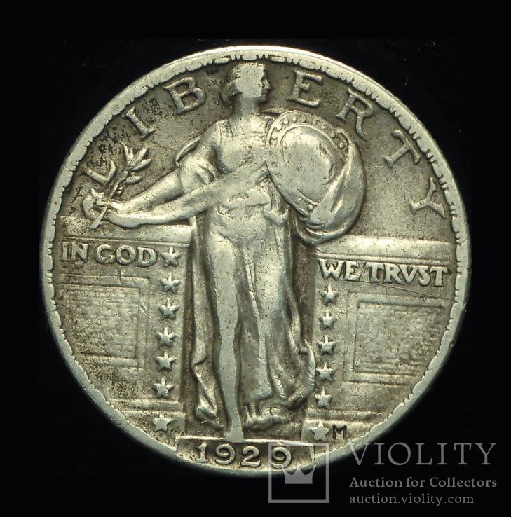 США 25 центов 1929 серебро