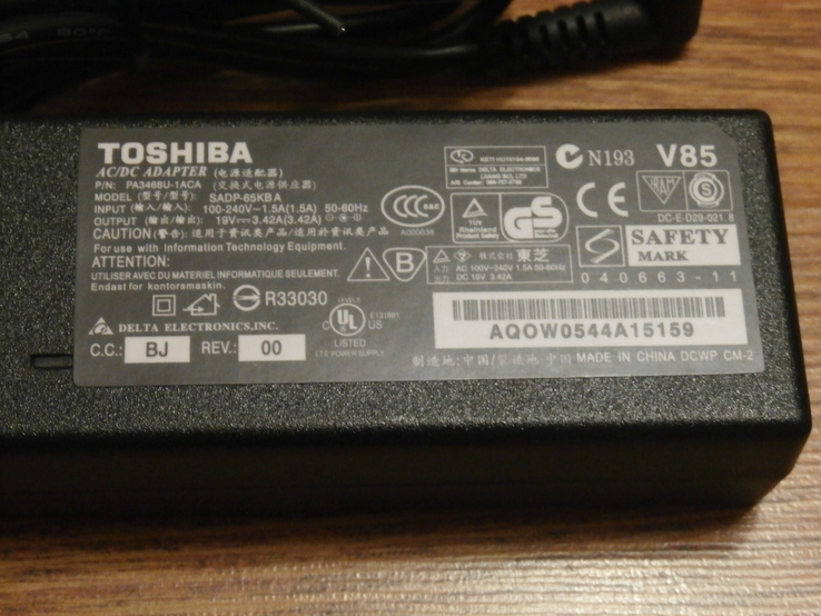 Блок питания для ноутбуков TOSHIBA 19V 65W 3.42A 5.5x2.5 Качество!!!, фото №3