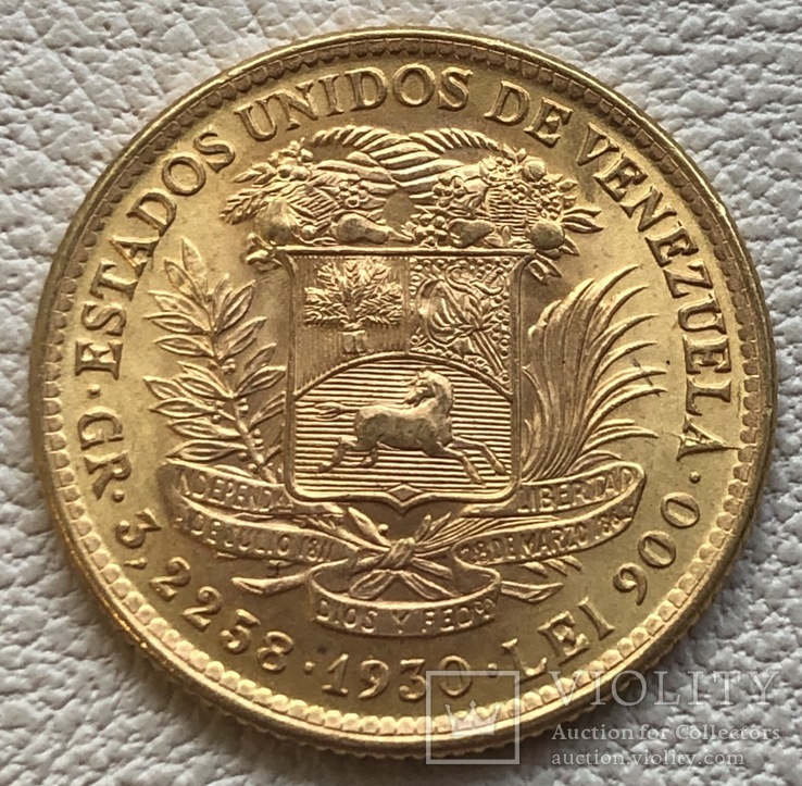 10 боливаров 1930 год Венесуэла золото 3,22 грамма 900’