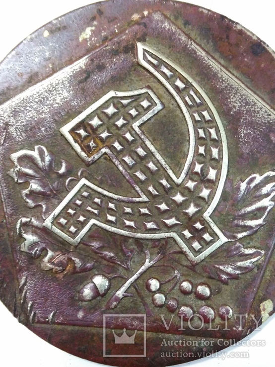 Медальон Серп и молот на листьях в пятиугольнике, фото №5