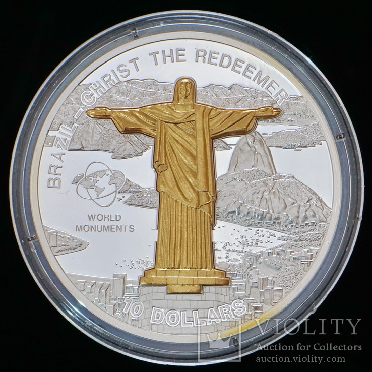 10 Долларов 2007 Статуя Христа Спасителя в Рио, Острова Кука Унция