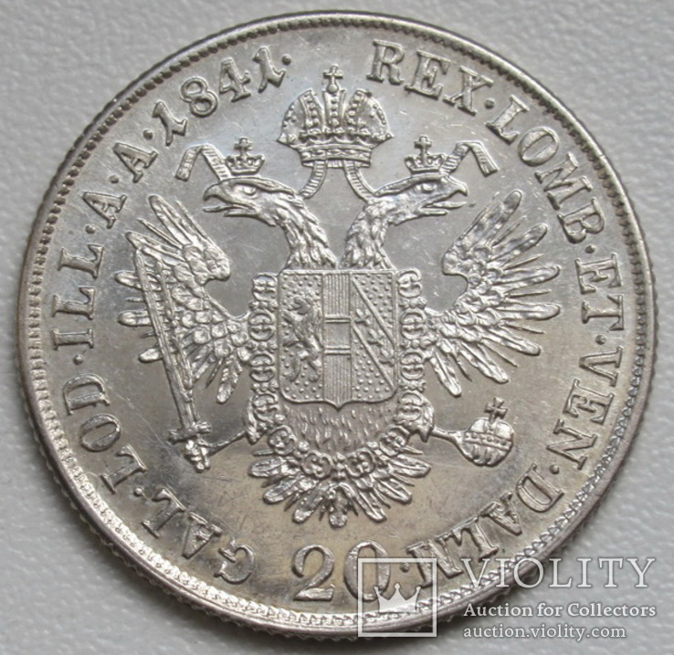 20 крейцеров 1841 г. Австрия, серебро, фото №7
