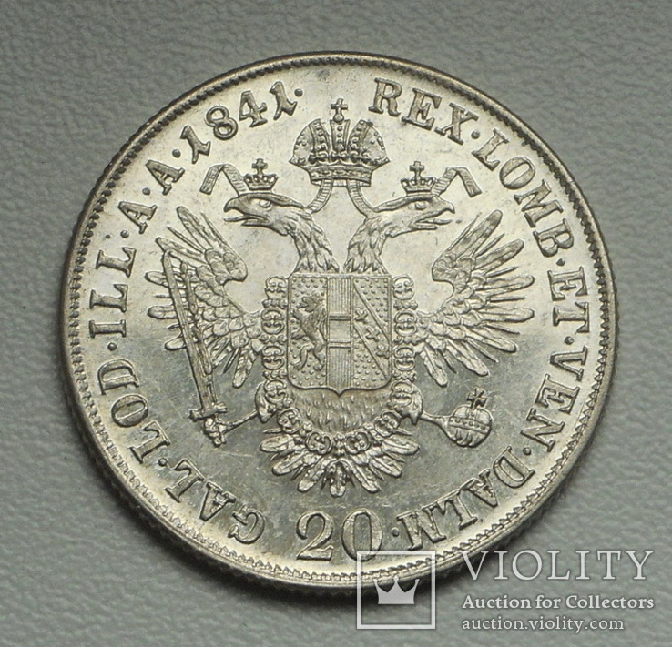 20 крейцеров 1841 г. Австрия, серебро, фото №10