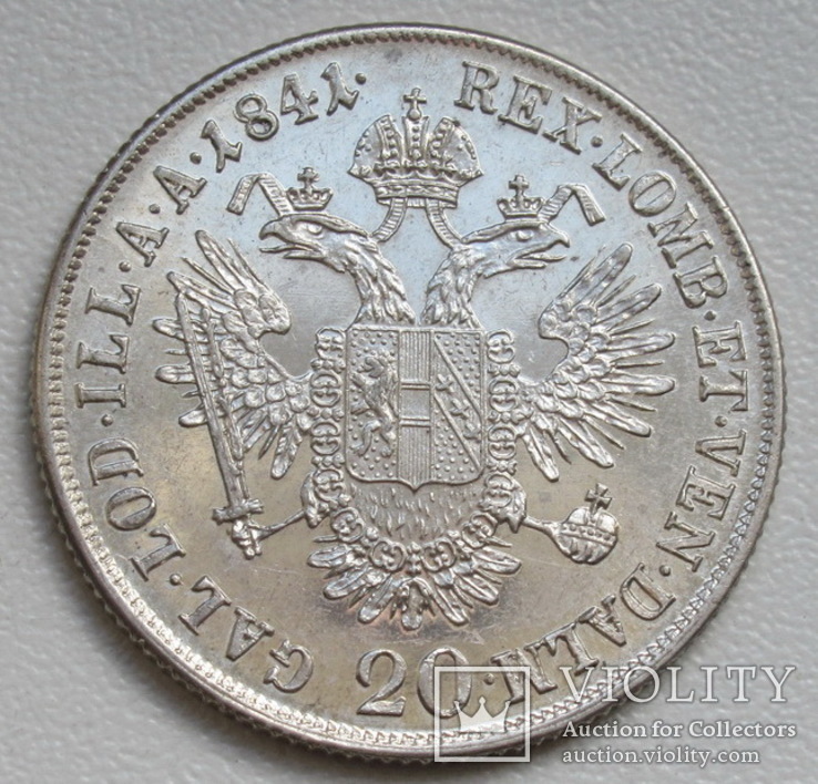 20 крейцеров 1841 г. Австрия, серебро, фото №11