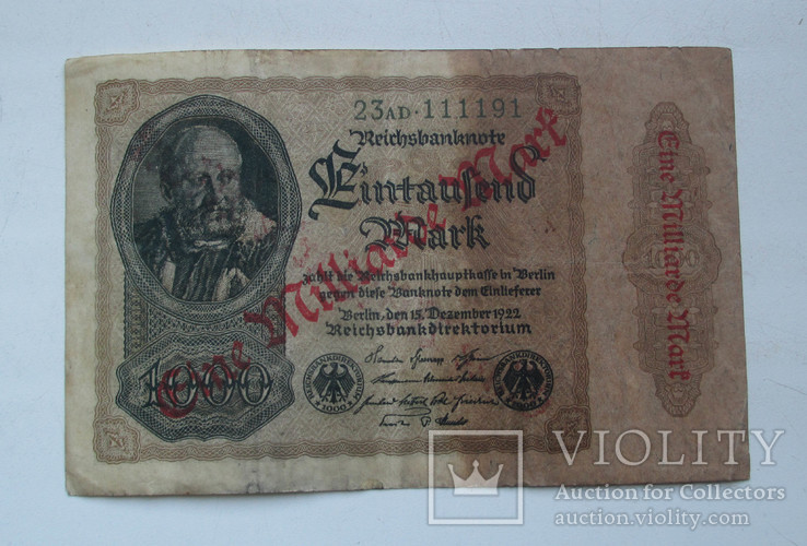 1000 марок 1922(миллиард)№111191