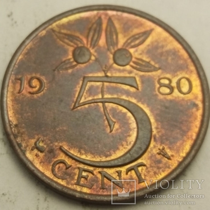Нідерланди 5 центів, 1980, фото №2