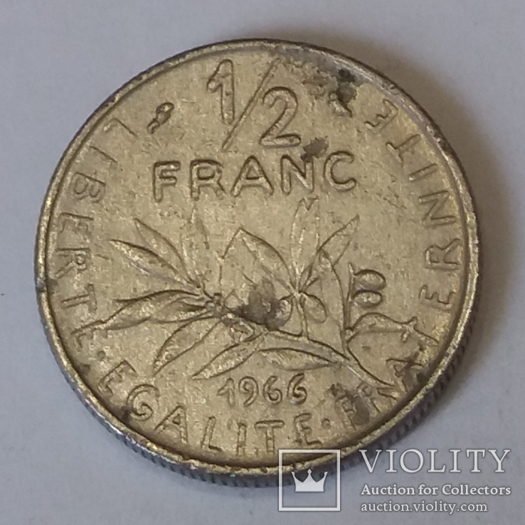Франція ½ франка, 1966, фото №2