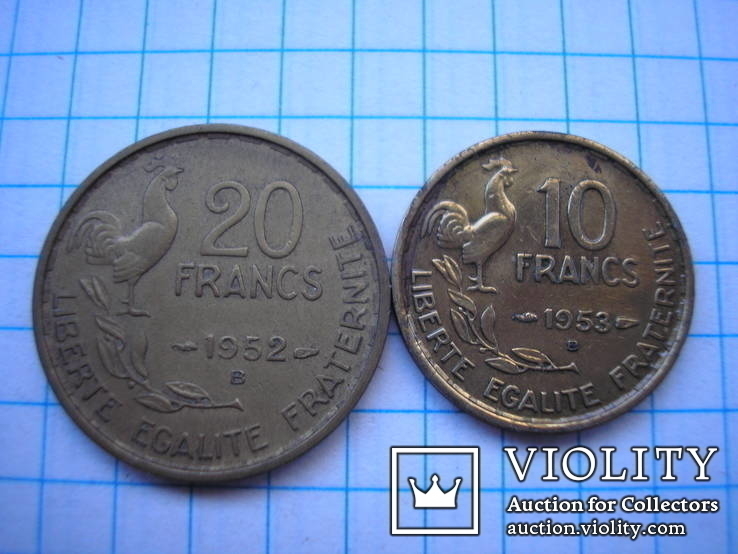20, 10 франков 1952, 1953 годы., фото №4