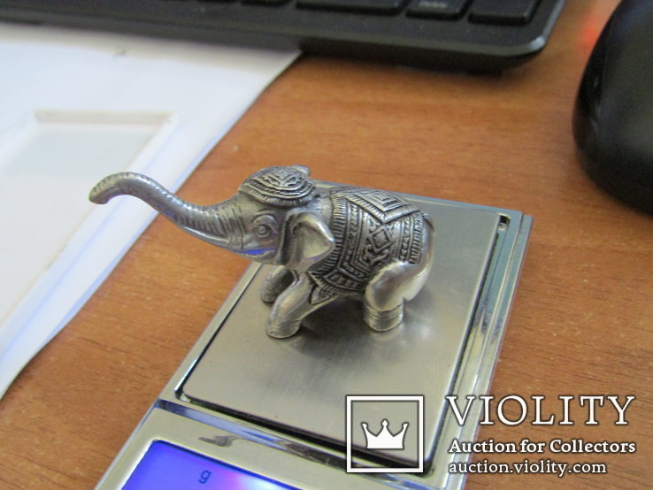 Срібний слон з пробою, вага 55, 46 грм., фото №3