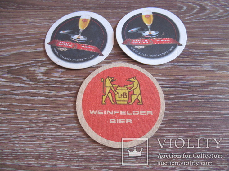 Бирдекель 3 штуки  Weinfelder Bier Stella Artois, фото №2