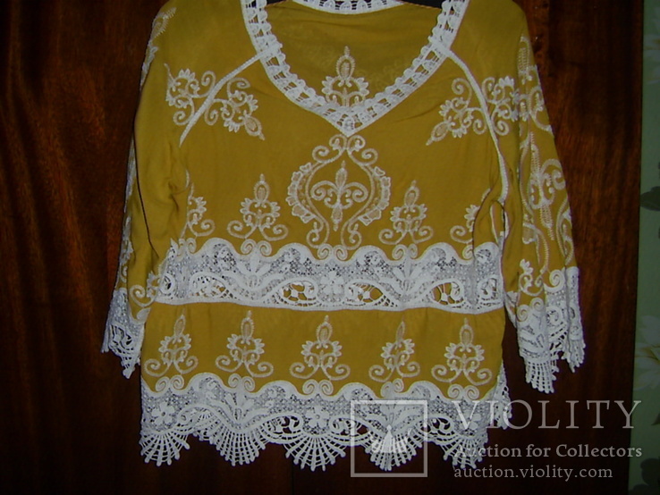 Блузка в этностиле с кружевной отделкой и вышивкой, фото №2