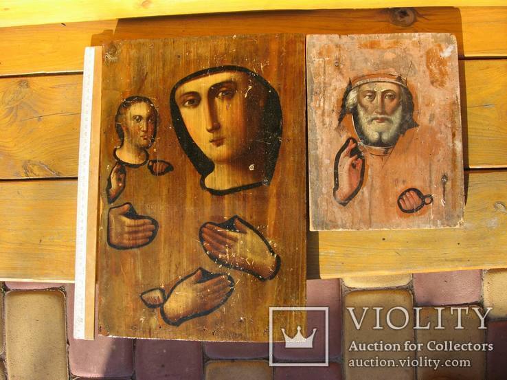 2 иконы под оклад ,Николай и Богородица, фото №2