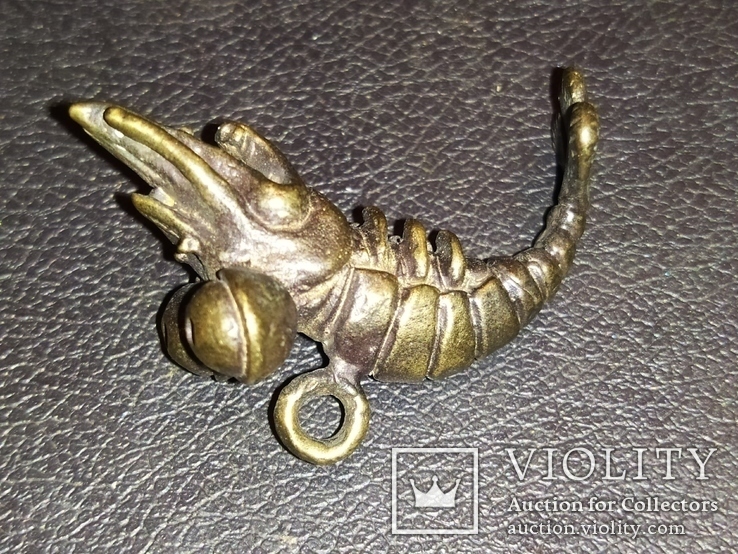 Креветка бронза коллекционная миниатюра 4 см бронза брело 4,5 см, фото №6