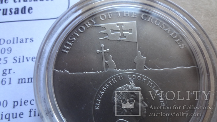 5  долларов 2009 1-й крестовый поход о-ва Кука тираж 1000  серебро, фото №6
