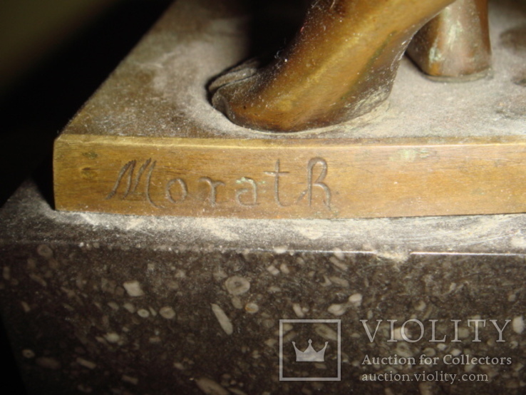 Старинная подписная бронзовая обнаженка, высота прим. 51,5 см, подпись MoratR, фото №10