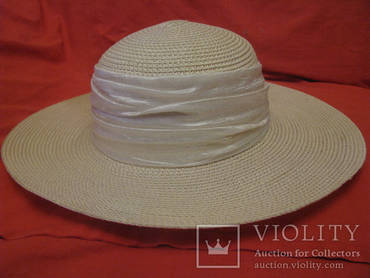 Винтажная дамская шляпа с широкими полями и бантом., фото №2