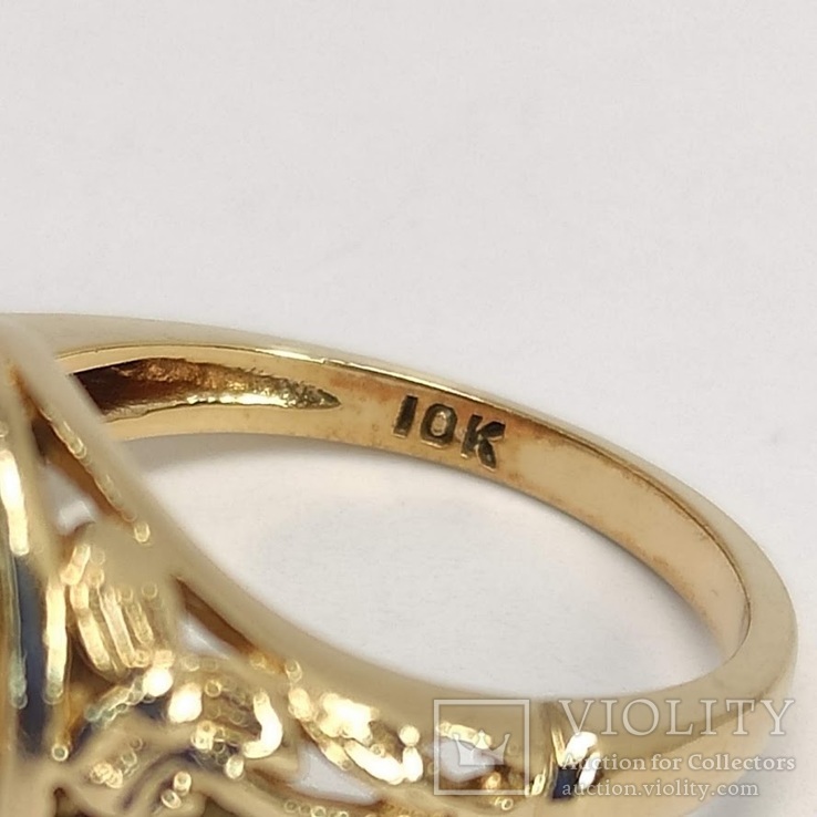 Винтажное золотое (10к) кольцо с тремя жемчужинами, фото №13