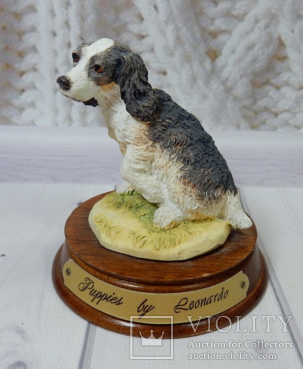 Puppies by Leonardo статуэтка фигурка лернардо щенок собака пес бело-серая спаниель, фото №3