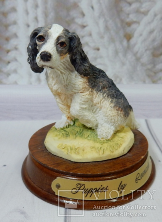 Puppies by Leonardo статуэтка фигурка лернардо щенок собака пес бело-серая спаниель, фото №2