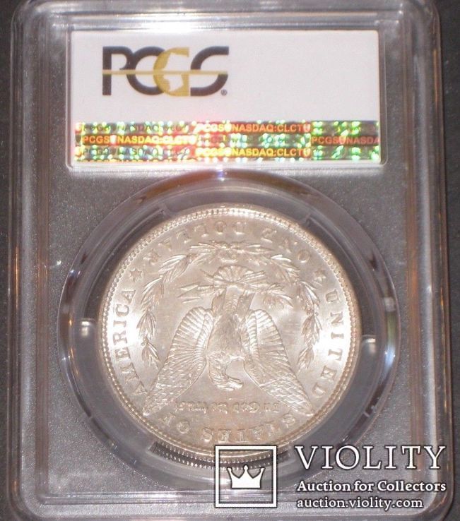 Доллар США 1889 г Морган слаб PCGS MS 61, фото №3