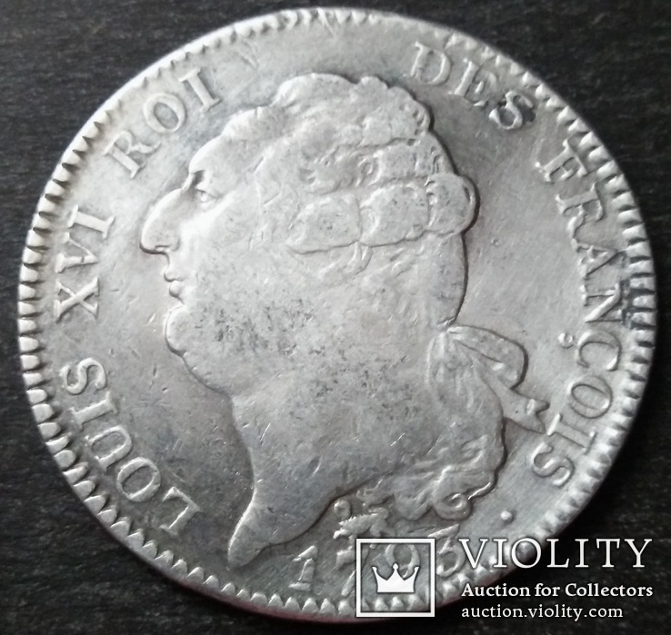 1 ЭКЮ 1793 года, Король Людовик XVI (1774 - 1793), Франция, серебро, фото №6