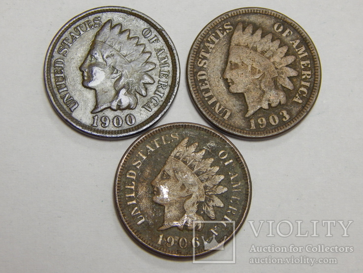 3 монеты по 1 центу, США, фото №3