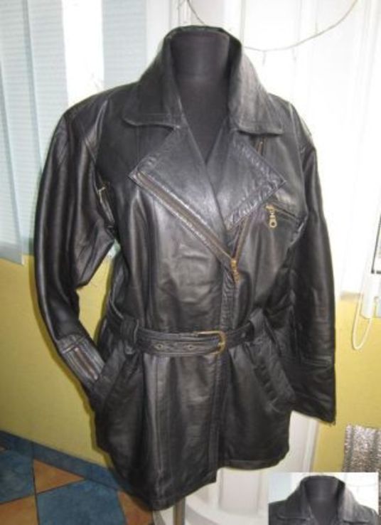 Крутая женская кожаная куртка — косуха с поясом  ECHTES LEDER.  Германия. Лот 868, numer zdjęcia 2