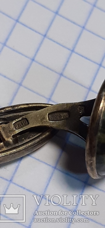 Запонки с яшмой, серебро 875 пр., фото №6