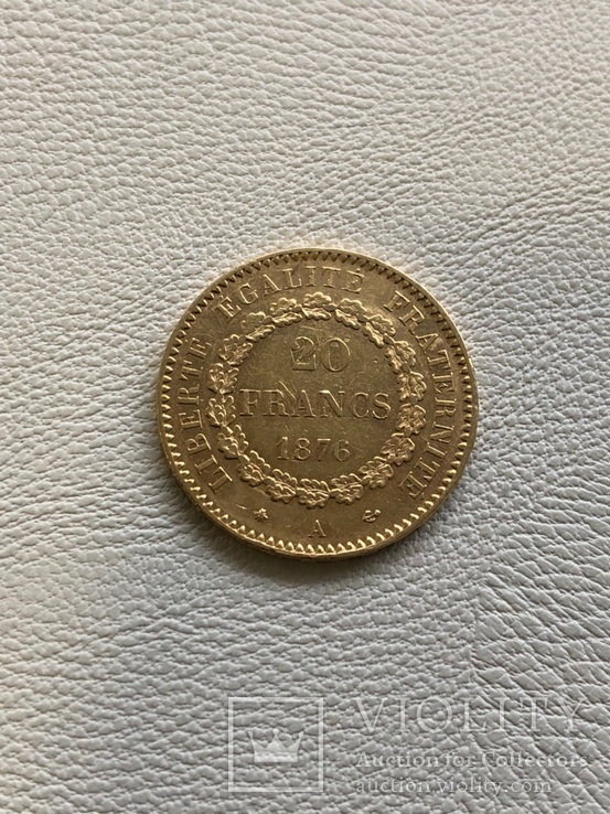 Франция 20 франков 1876 год золото 900’, фото №3