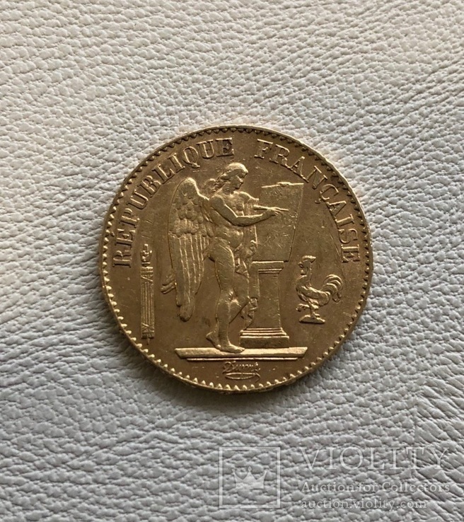 Франция 20 франков 1898 год золото 900’, фото №2