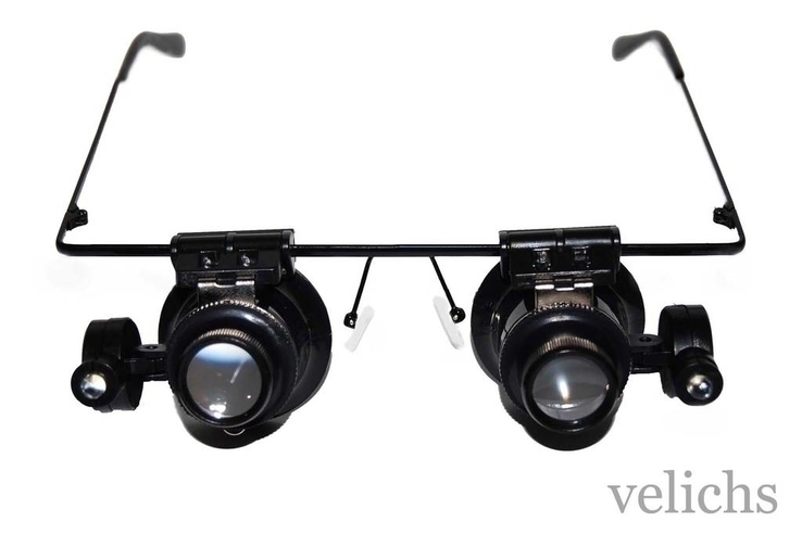 Очки для ремонта часов и ювелирных изделий ( 20х) с подсветкой Glasses 9892A, фото №3