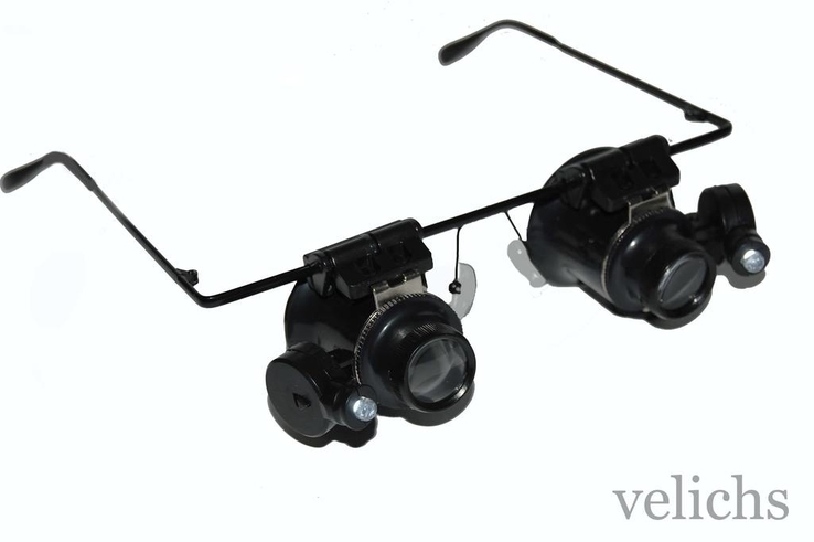 Очки для ремонта часов и ювелирных изделий ( 20х) с подсветкой Glasses 9892A, фото №11