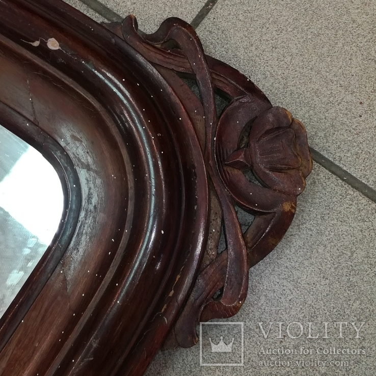 Зеркало в старинной раме орехового дерева. Стиль модерн. 47х74см., фото №5