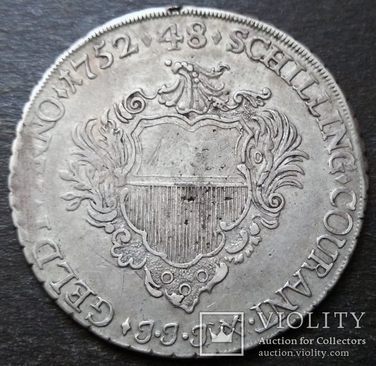 1 талер / 48 шиллингов 1752 год, Любек, Германия, фото №2