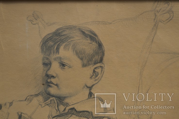Картина художник  Сидорук Владимир, мальчик, бумага, карандаш, размеры 70 х 101 см., фото №5