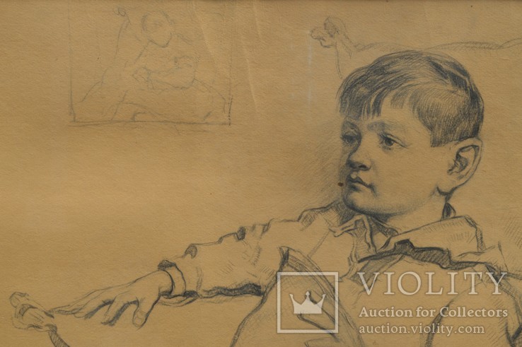 Картина художник  Сидорук Владимир, мальчик, бумага, карандаш, размеры 70 х 101 см., фото №9