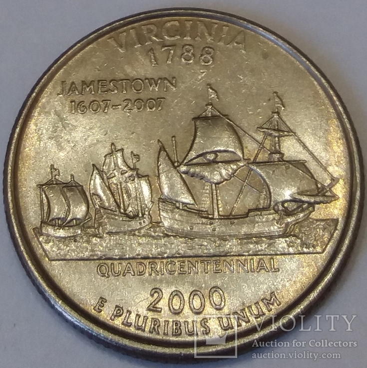 США ¼ долара, 2000 Квотер штату Вірджинія, фото №2