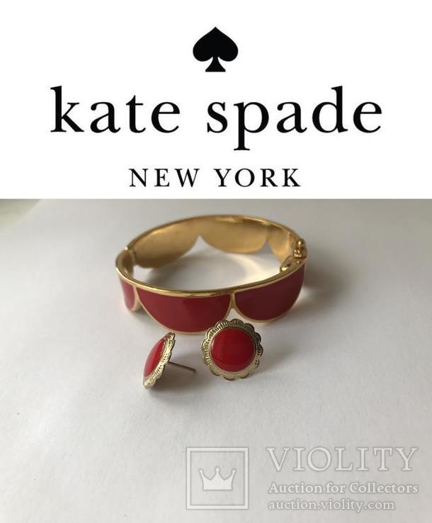 Kate Spade New York браслет алая эмаль +серьги в подарок, фото №2
