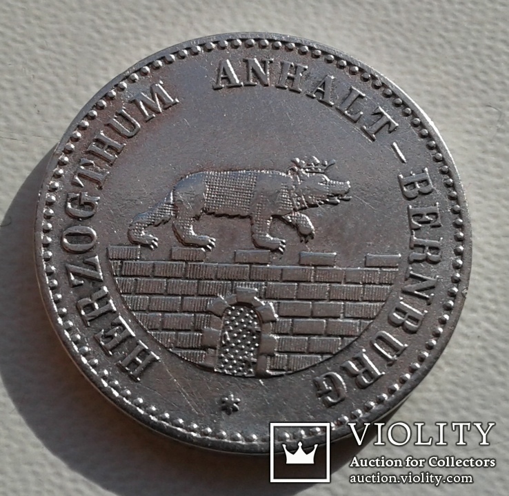  Монета  ⅙ талера 1861 г. Анхальт - Бернбург. серебро., фото №4