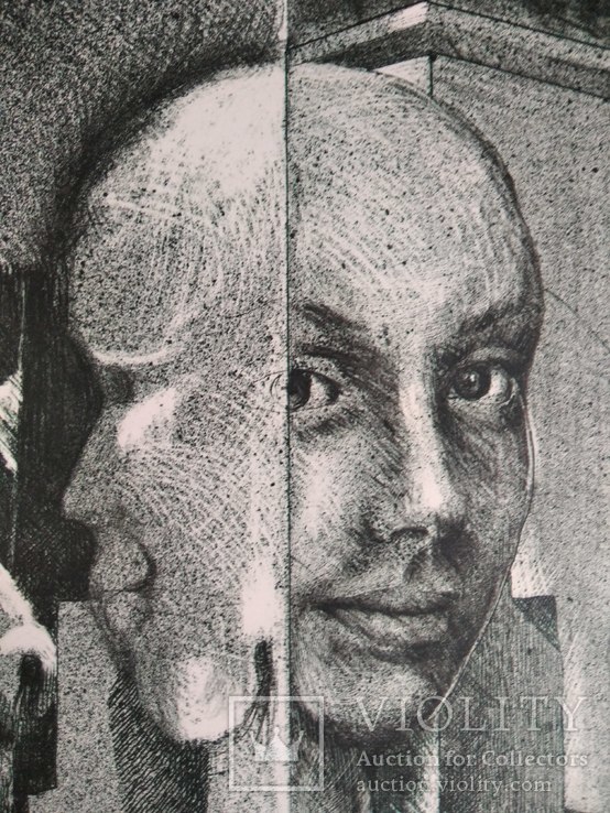 Літографія. Cюрреалізм. Дві голови. Д. Хакбарт. 1974р. (470*590), фото №5