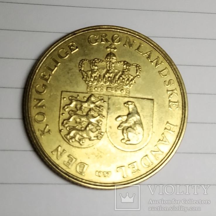 Монета Гренландия 1 крон 1957, фото №2