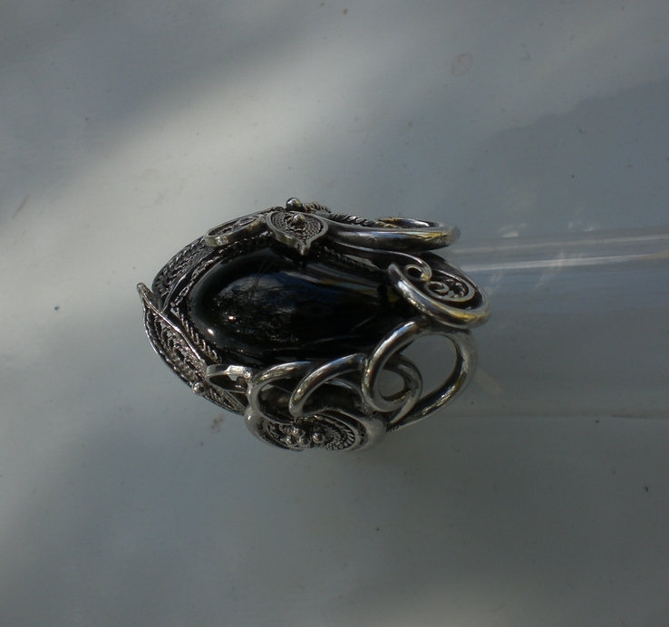 Перстень с шерлом. Авторское изделие, серебро., фото №5