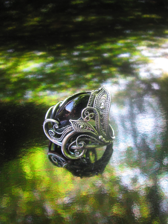 Перстень с шерлом. Авторское изделие, серебро., фото №6