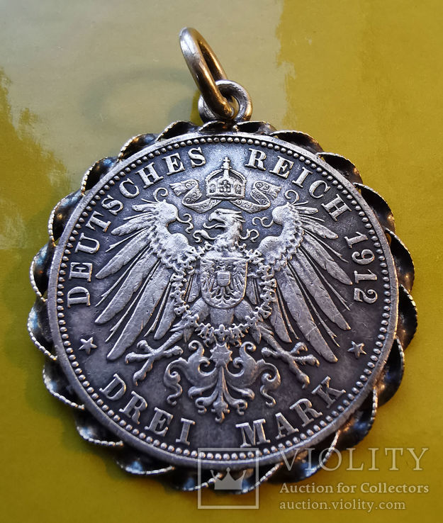Дукач Баден 3 марки 1912 года G Фридрих II (серебро)., фото №3