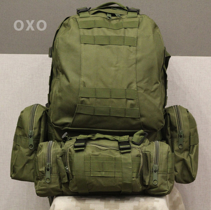 Тактический Штурмовой Военный Рюкзак с подсумками на 50-60 литров Olive (1004-olive), фото №2